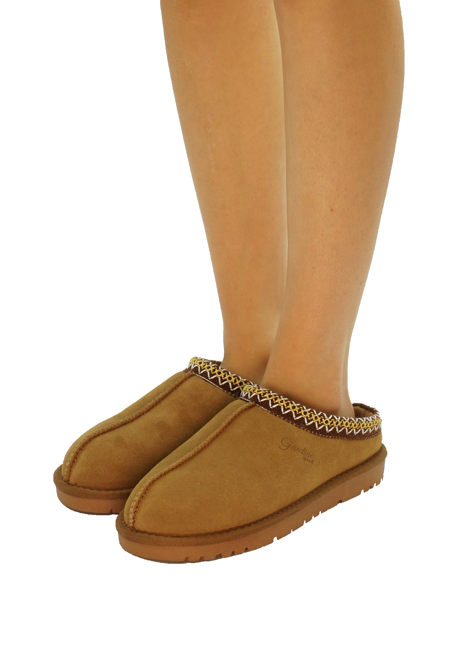 Slipper donna Jessica color Camel in pelle scamosciata