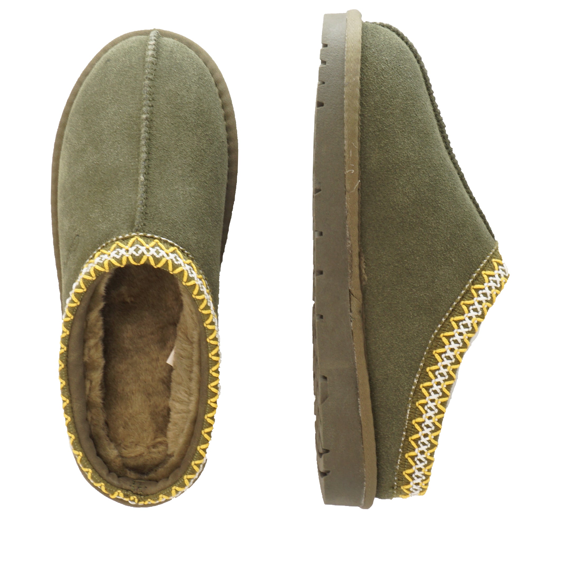 Slipper donna Jessica color Verde Oliva in pelle scamosciata