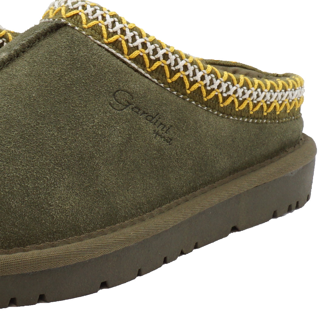 Slipper donna Jessica color Verde Oliva in pelle scamosciata