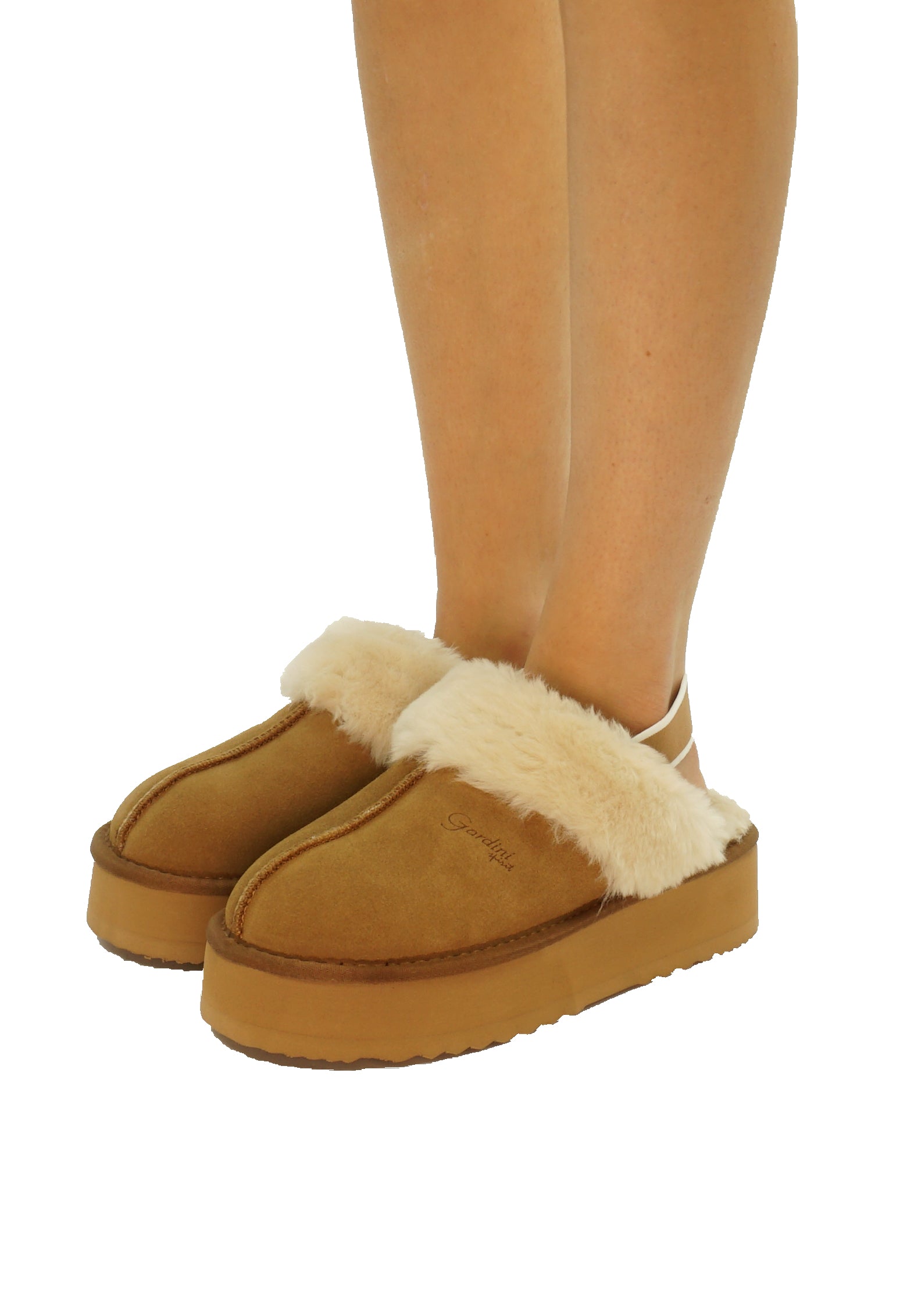 Slipper donna Claire color Camel in pelle scamosciata