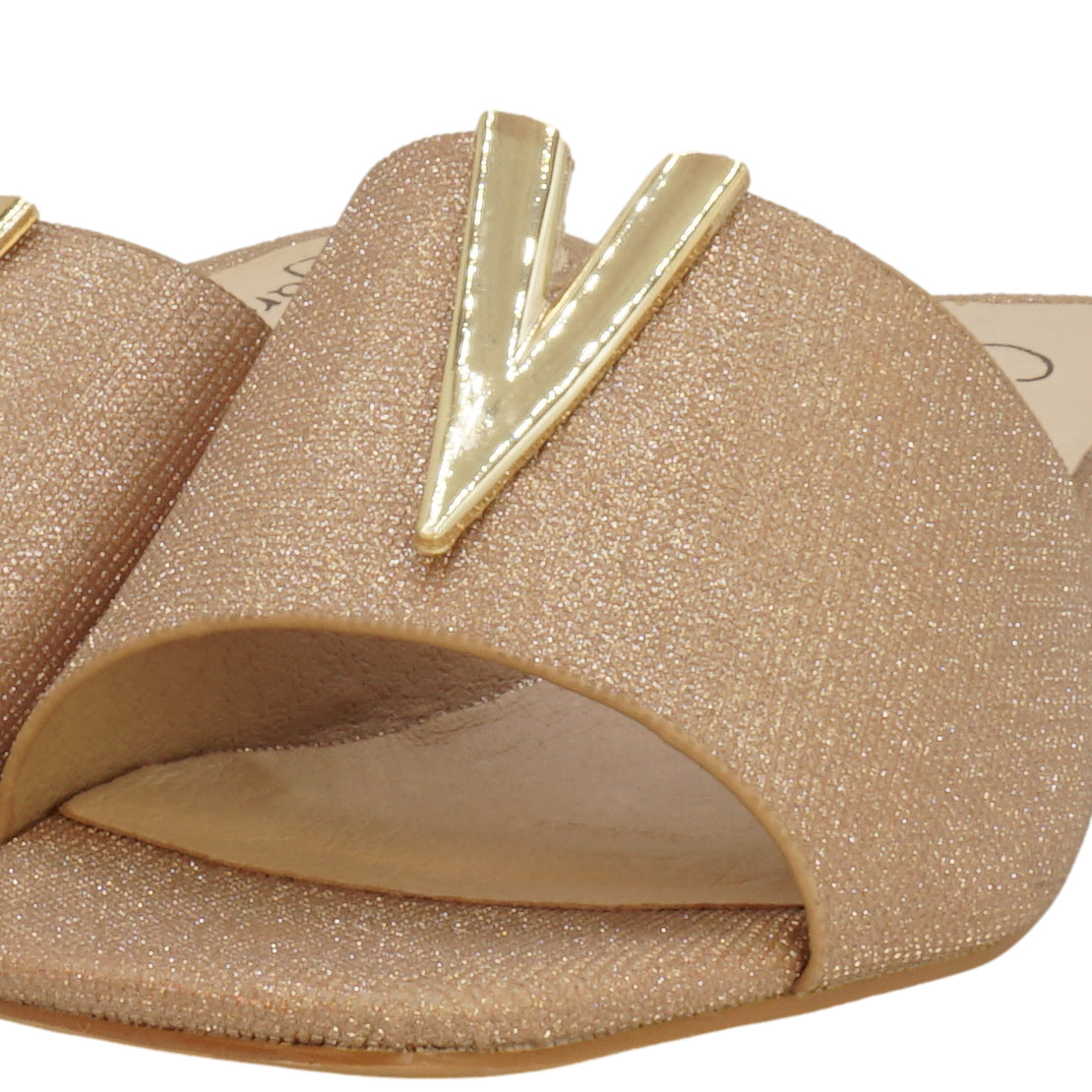 Sandali slipper oro con tacco basso Vittoria