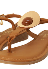 Sandali bassi color cuoio India