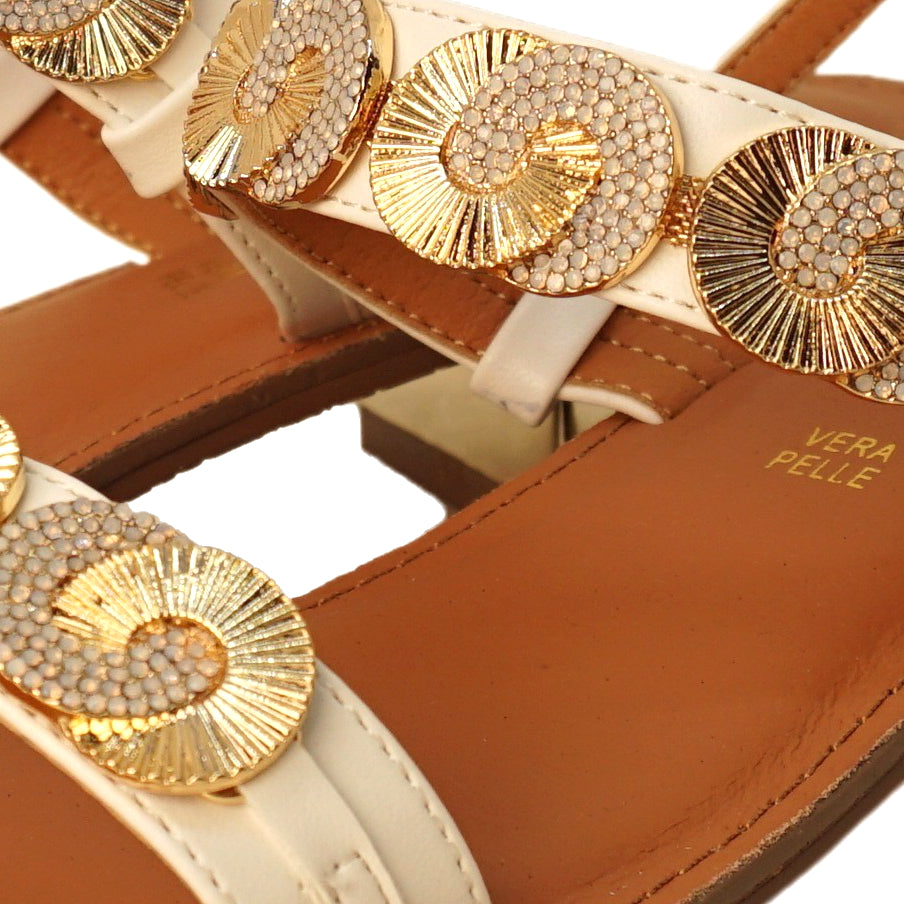 Sandales dorées à petits talons Berenice