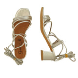 Sandali con tacco medio argento Joana