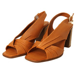 Sandali con tacco da donna color cuoio Esmeralda